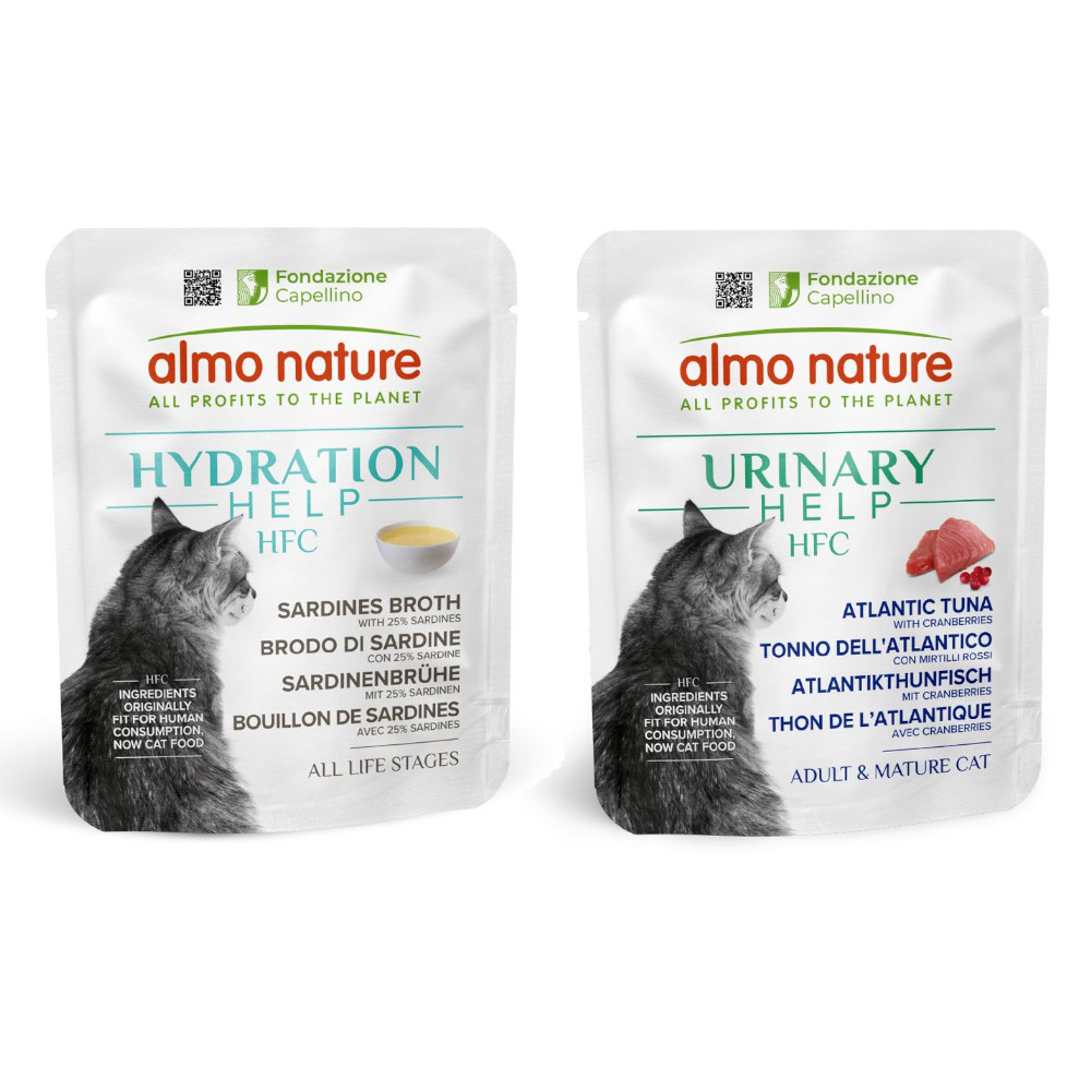6 x 50 g Almo Nature HFC Hydration Help + 6 x 50 g Urinary Help zum Sonderpreis! - Sardinenbrühe mit Sardinen + Atlatikthunfisch mit Cranberrys 6 x 50 g Almo Nature HFC Hydration Help + 6 x 50 g Urinary Help zum Sonderpreis! - Sardinenbrühe mit Sardinen + Atlatikthunfisch mit Cranberrys von Almo Nature HFC