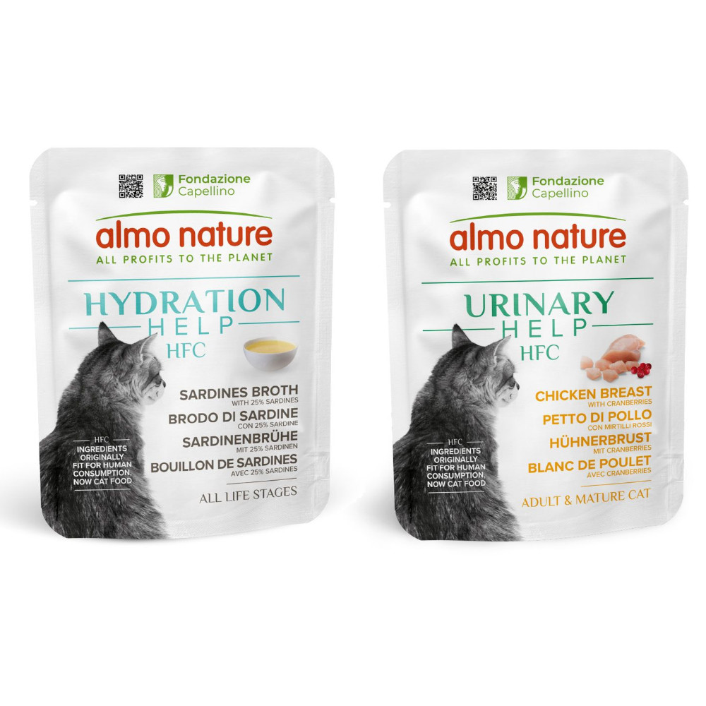 6 x 50 g Almo Nature HFC Hydration Help + 6 x 50 g Urinary Help zum Sonderpreis! - Sardinenbrühe mit Sardinen + Hühnerbrust mit Cranberrys 6 x 50 g Almo Nature HFC Hydration Help + 6 x 50 g Urinary Help zum Sonderpreis! - Sardinenbrühe mit Sardinen + Hühnerbrust mit Cranberrys von Almo Nature HFC