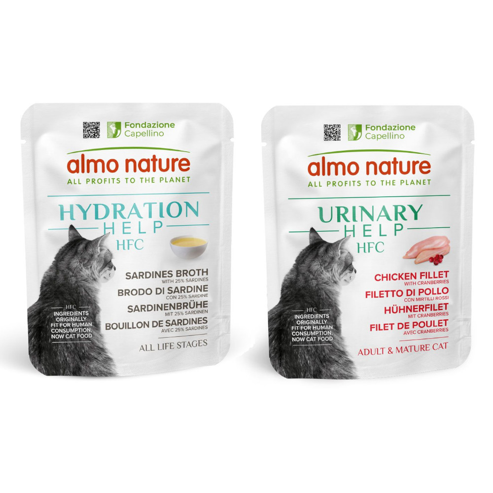 6 x 50 g Almo Nature HFC Hydration Help + 6 x 50 g Urinary Help zum Sonderpreis! - Sardinenbrühe mit Sardinen + Hühnerfilet mit Cranberrys 6 x 50 g Almo Nature HFC Hydration Help + 6 x 50 g Urinary Help zum Sonderpreis! - Sardinenbrühe mit Sardinen + Hühnerfilet mit Cranberrys von Almo Nature HFC