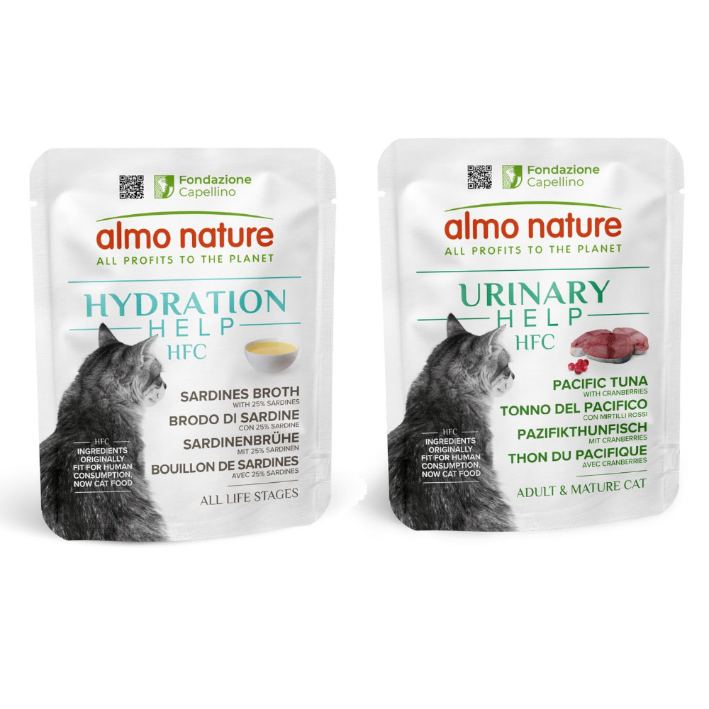 6 x 50 g Almo Nature HFC Hydration Help + 6 x 50 g Urinary Help zum Sonderpreis! - Sardinenbrühe mit Sardinen + Pazifikthunfisch mit Cranberrys 6 x 50 g Almo Nature HFC Hydration Help + 6 x 50 g Urinary Help zum Sonderpreis! - Sardinenbrühe mit Sardinen + Pazifikthunfisch mit Cranberrys von Almo Nature HFC