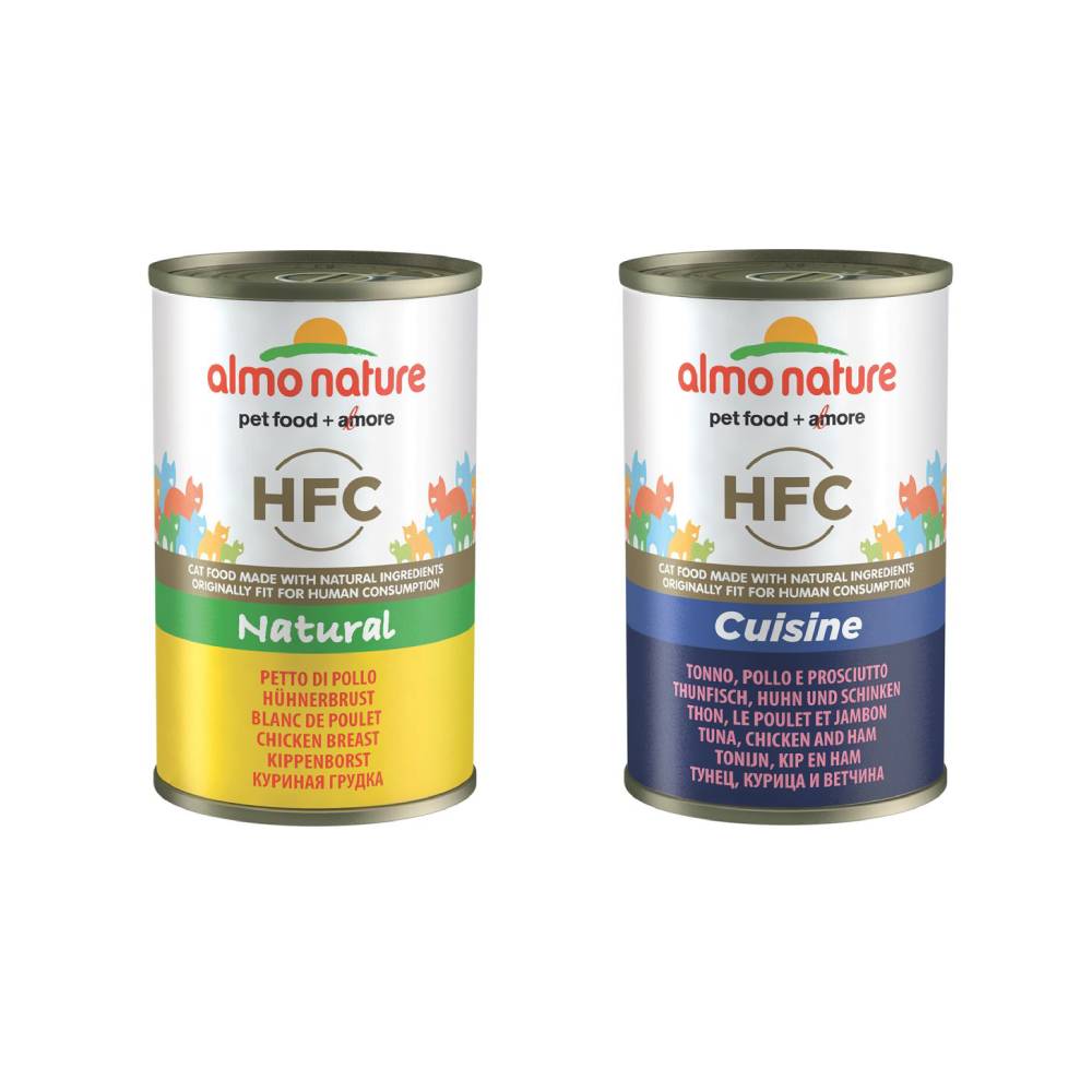 Sparpaket Almo Nature HFC Natural 12 x 140 g - Mixpaket (Hühnerbrust & Thunfisch/Huhn/Schinken) von Almo Nature HFC