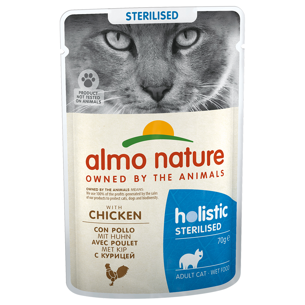 20 + 4 gratis! 24 x 70 g Almo Nature Holistic Sterilised  - Huhn von Almo Nature Holistic