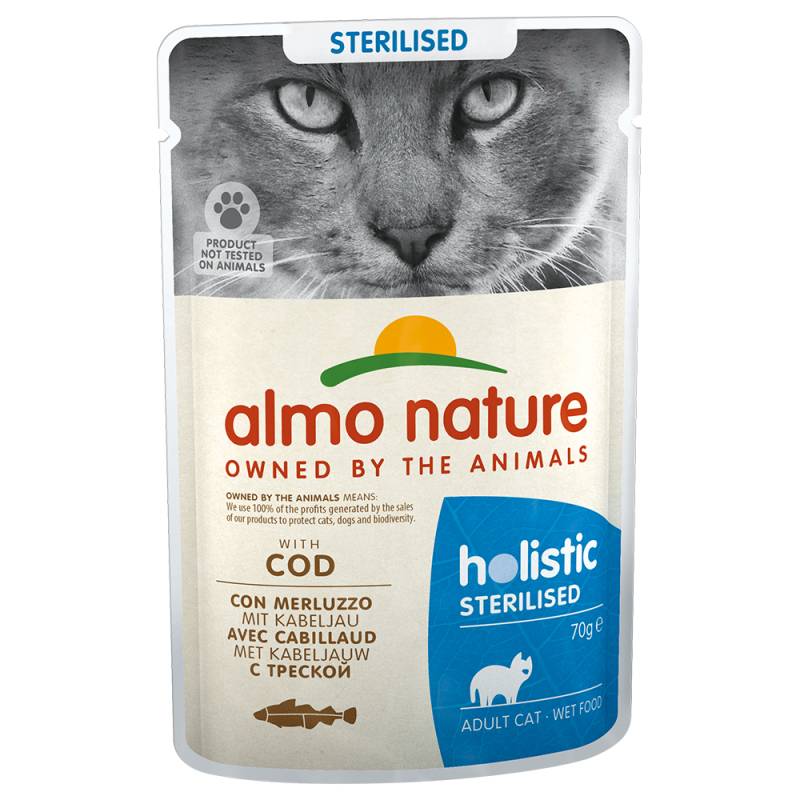 20 + 4 gratis! 24 x 70 g Almo Nature Holistic Sterilised  - Kabeljau von Almo Nature Holistic