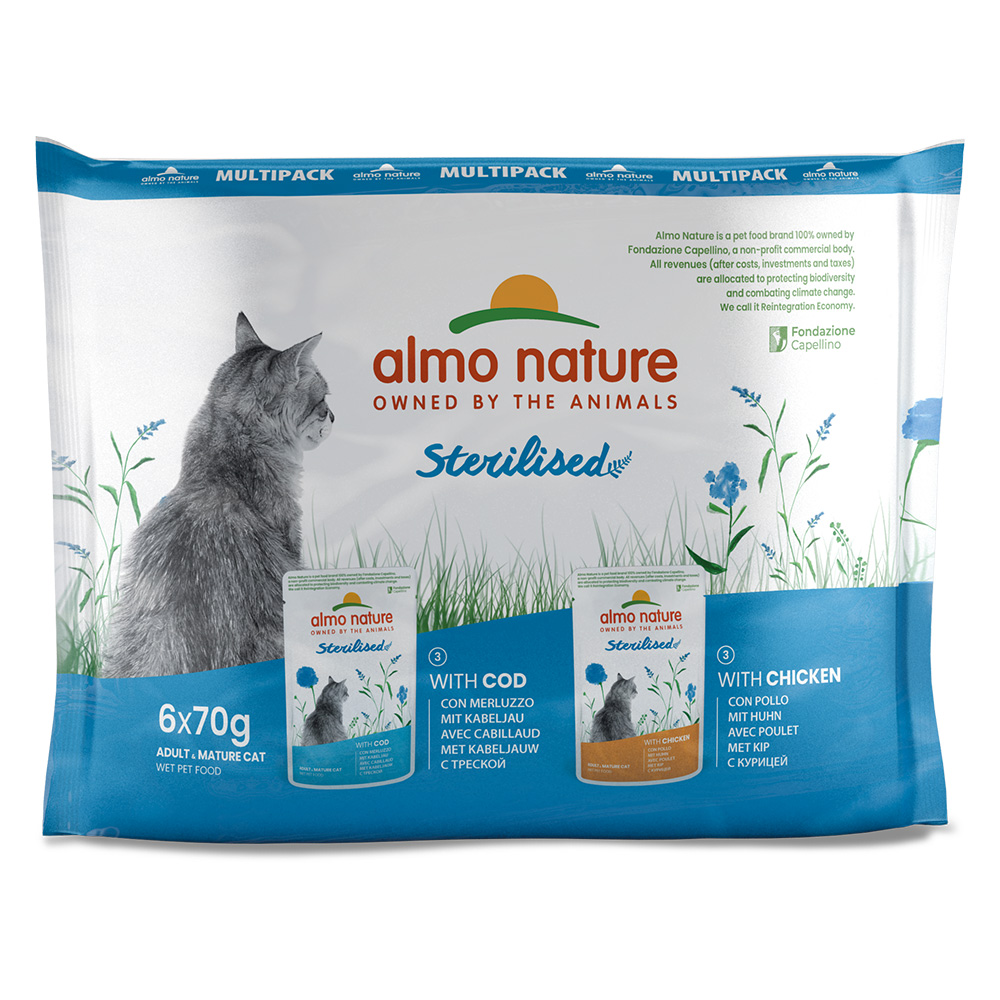 20 + 4 gratis! 24 x 70 g Almo Nature Holistic Sterilised  - Mix: Huhn & Kabeljau von Almo Nature Holistic