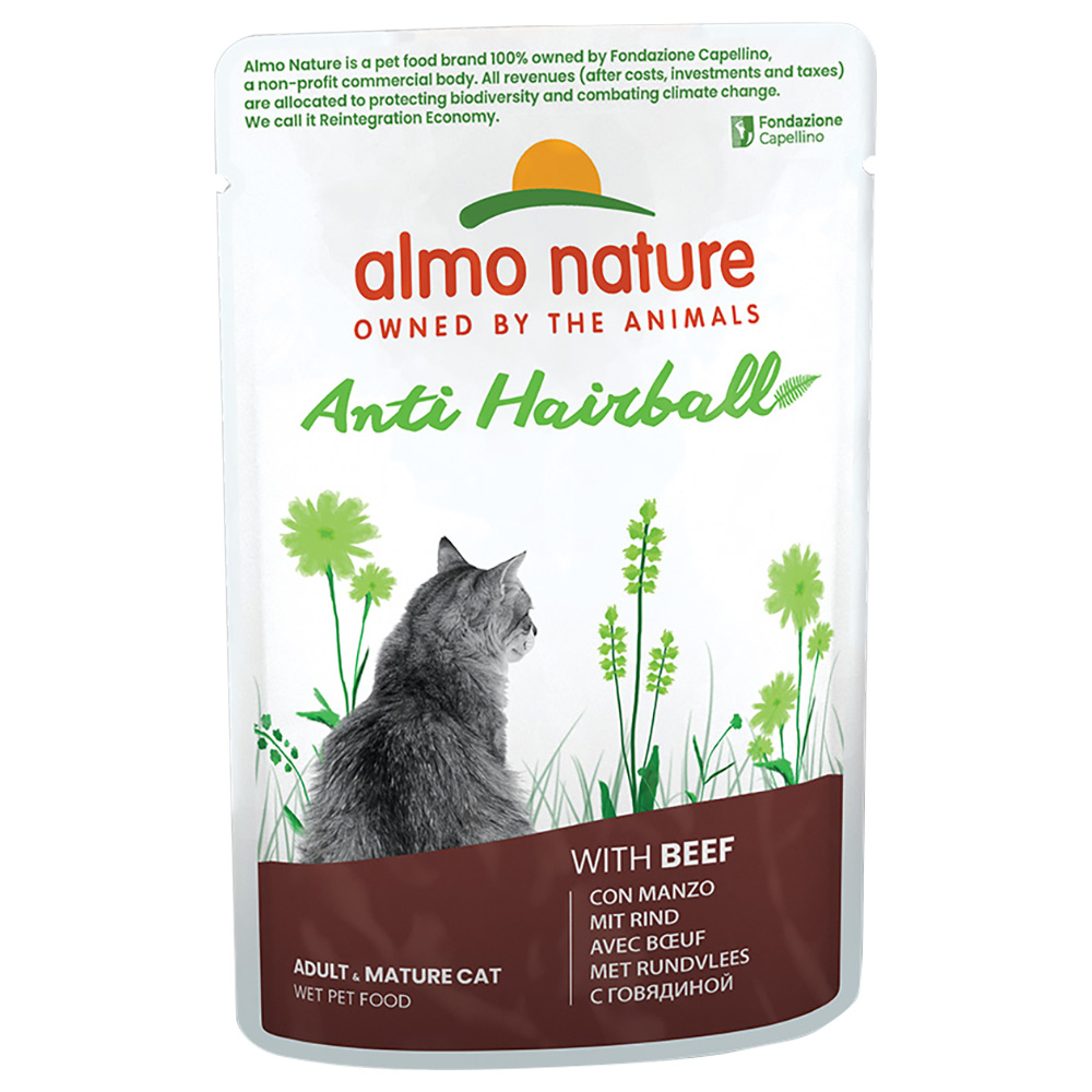 5 + 1 gratis! 6 x 70 g Almo Nature Holistic Anti Hairball - Rind von Almo Nature Holistic