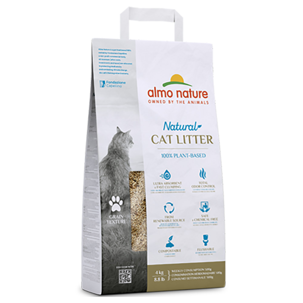 1 + 1 gratis! 2 x 4 kg Almo Nature Natural Körnige Katzenstreu - 2 x 4 kg von Almo Nature Litter