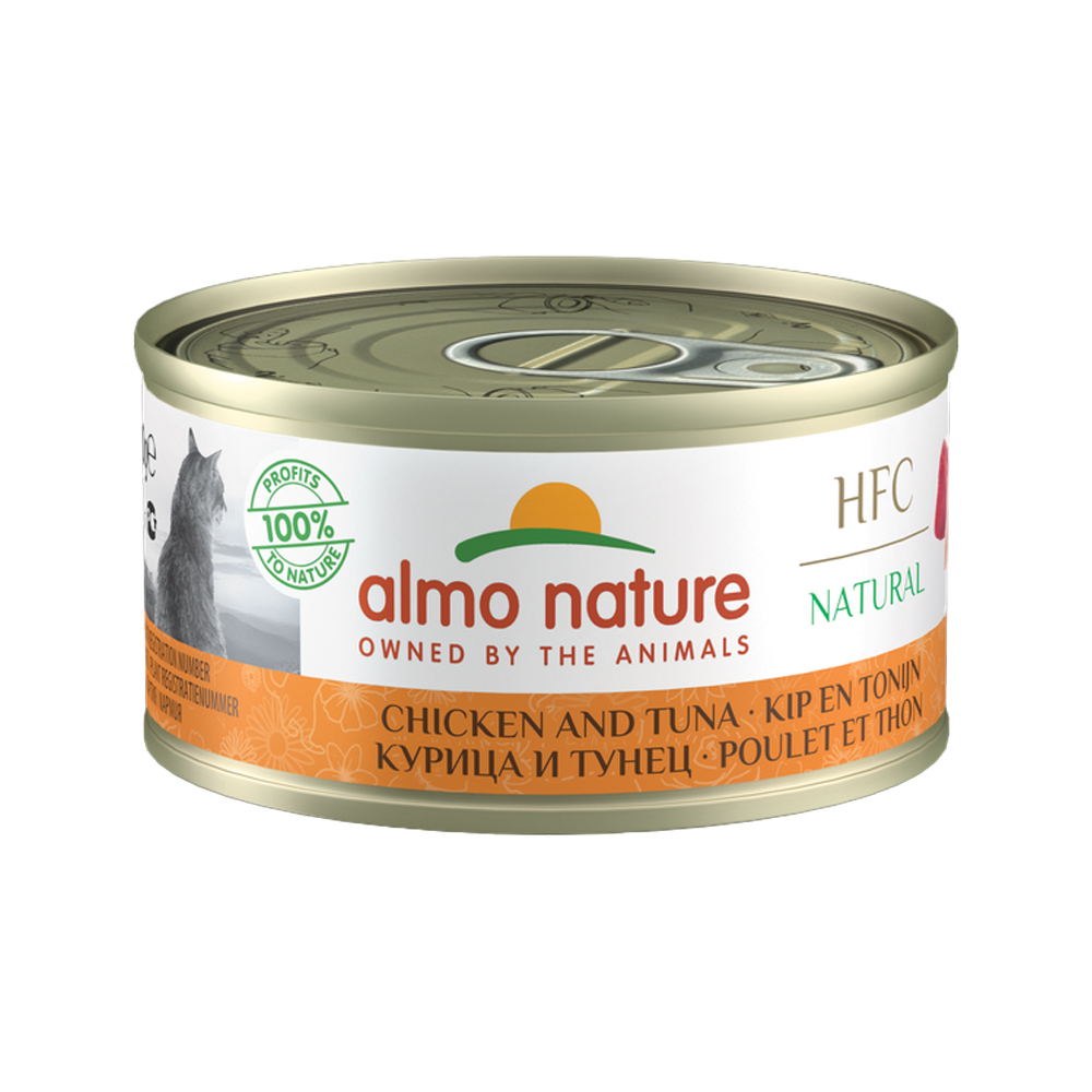 Almo Nature HFC 70 Natural Katzenfutter - Dosen - Huhn & Thunfisch - 24 x 70 g von Almo Nature