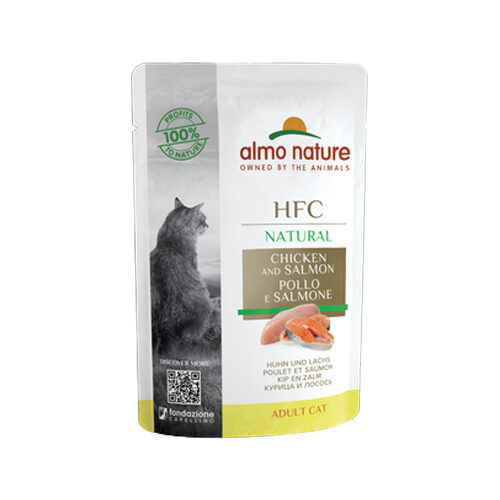 Almo Nature HFC Natural Katzenfutter - Dosen - Huhn & Lachs - 24 x 55 g von Almo Nature