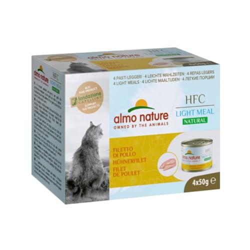 almo nature – HFC Natural Light Meal – Hähnchenfilet – Nassfutter für ausgewachsene Katzen: 4 Dosen à 50 g von almo nature