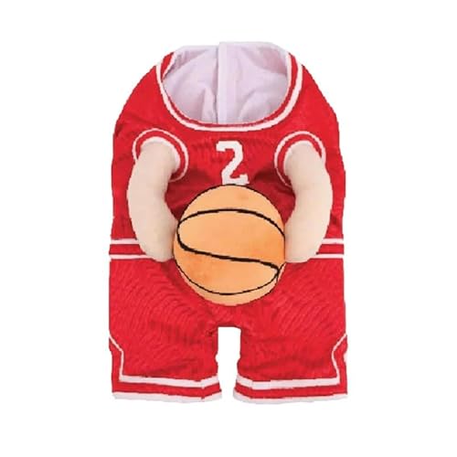 Almpuxee Hunde-Basketballkostüm, Basketball-Kostüm mit Ball, Sportler, Hunde-Basketball-Kostüm, Halloween-Kostüm, Größe L, Rot von Almpuxee