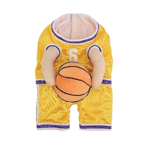 Almpuxee Hunde-Basketballkostüm, Basketball-Kostüm mit Ballkleidung, Sportler, Hunde-Basketball, Halloween-Kostüm (Größe M, Gelb) von Almpuxee