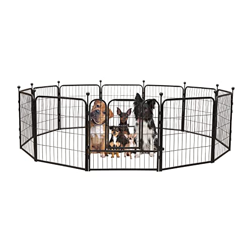 Freilaufgehege Hund,Hundezaun, Hundelaufstall Mehrere Kombinationsmöglichkeiten DIY, 12 Gitterplatten je 60 x 60 cm, Transportabel, Für innen und Outdoor, Kleine bis mittelgroße Tiere, Schwarz von Alnemy