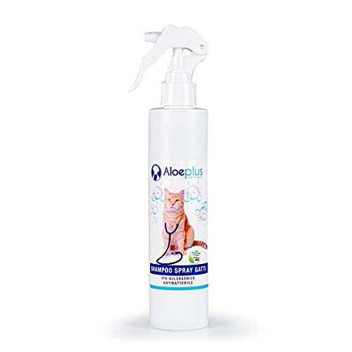 Shampoo Spray Cats 250 ml - mit Bio Aloe Arborescens 100% Made in Italy - Hypoallergen - Ideal für Tiere mit empfindlicher Haut von Aloeplus