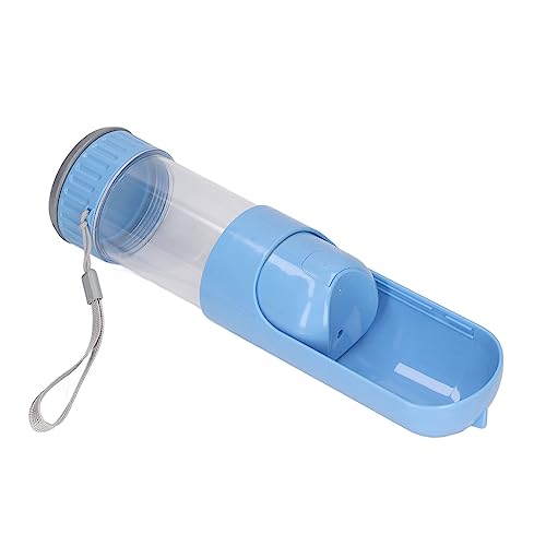 2-in-1-Wasserflasche für Hunde, Tragbar, Auslaufsicher, Wasserspender für Haustiere, für Hunde, Katzen, Spaziergänge Im Freien, Reisen, 350 Ml (Blau) von Alomejor