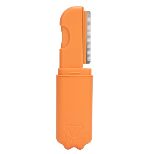 Alomejor Doppelter Haustier Pflege Kamm Ergonomischer Griff Katze Hund Entwirren Massage Kamm für Katzen Hunde mit Fall Abdeckung (ORANGE) von Alomejor