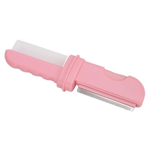 Alomejor Doppelter Haustier Pflege Kamm Ergonomischer Griff Katze Hund Entwirren Massage Kamm für Katzen Hunde mit Fall Abdeckung (PINK) von Alomejor