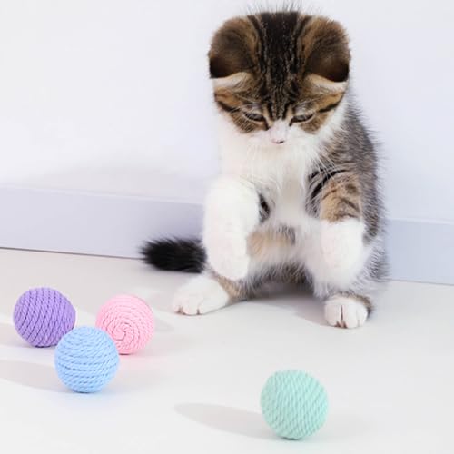 Alomejor Katzen-Baumwollseilbälle, Lindern Langeweile, Körperliche Bewegung, Interaktives Spielzeug, Multifunktional für Kätzchen und Katzen von Alomejor