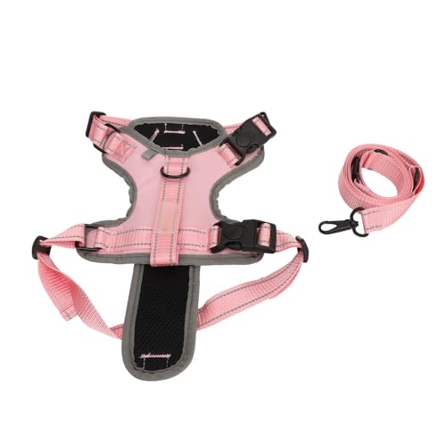 Reflektierendes Nylon-Haustiergeschirr mit Leine mit Zwei Enden für das Lauftraining mit Mittelgroßen Hunden (PINK) von Alomejor