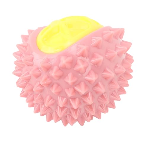Alomejor Robustes Durian-Hundeballspielzeug mit Geräuscherzeugung, Kauspielzeug für Hundebeißball für Aggressive Kauer (Rosa) von Alomejor