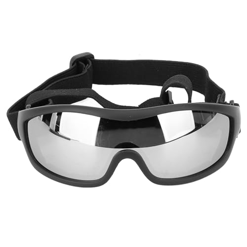 Hundebrille, UV-Wind- und Staubschutz, Haustierbrille, Augenschutz mit Verstellbarem Riemen für Hunde und Katzen, Bruchsichere PC-Gläser (Silver) von Alomejor