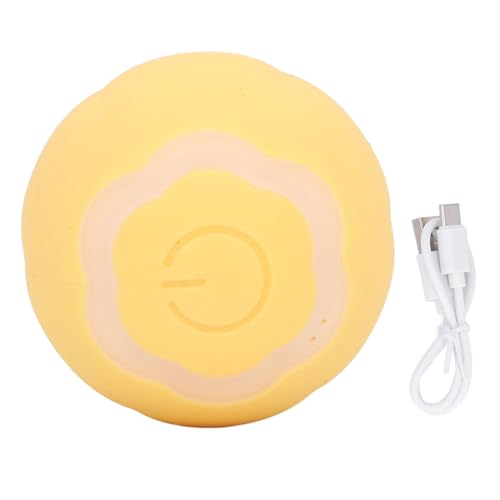 Intelligentes, Interaktives Katzenballspielzeug, Automatisch Beweglicher, Hüpfender, Rollender Ball mit LED-Lichtern für Katzenkätzchen Im Innenbereich (Yellow) von Alomejor