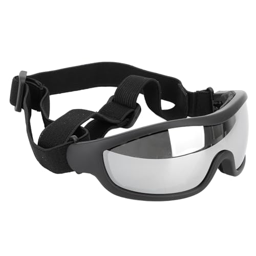 Winddichte Brille für Hunde, PC-Gläser, Verstellbarer Riemen für Hunde und Katzen mit Flexibler Struktur (Silver) von Alomejor