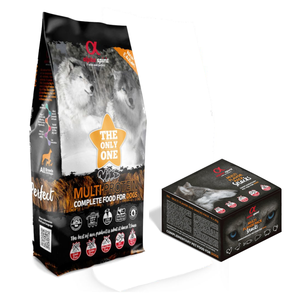 12 kg alpha spirit The Only One + 9 x 35 g Mixbox-Snack gratis! - Multiprotein von Alpha Spirit