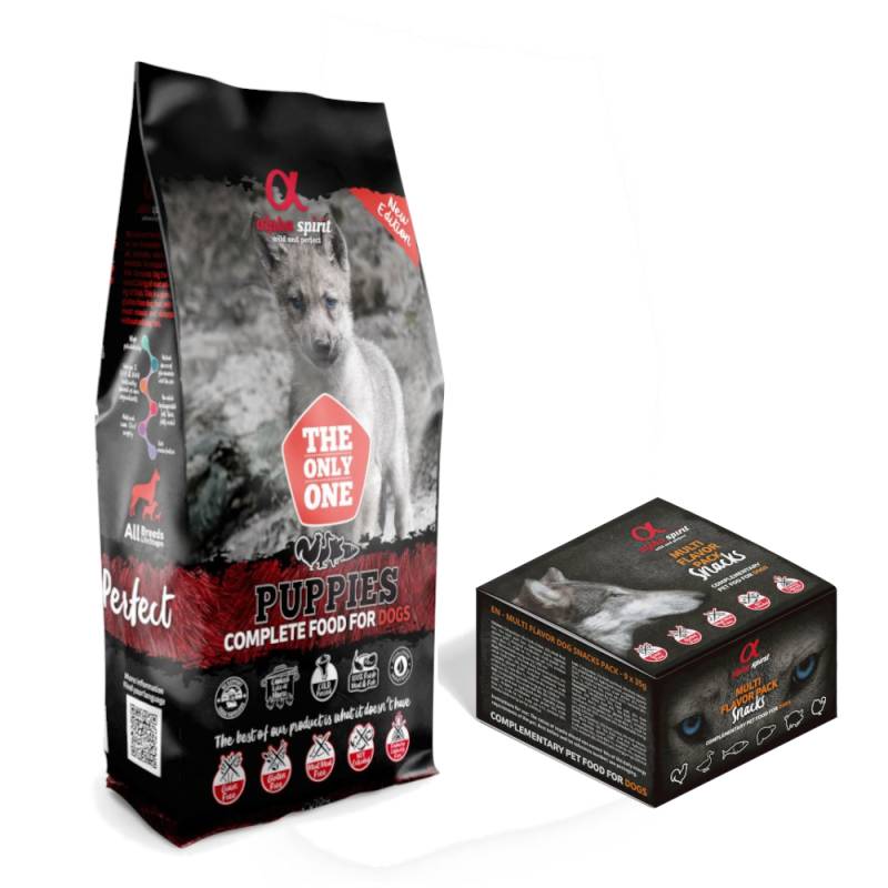 12 kg alpha spirit The Only One + 9 x 35 g Mixbox-Snack gratis! - Puppies von Alpha Spirit