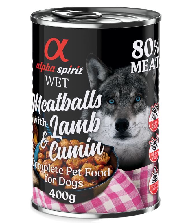 4 + 2 gratis! 6 x 400 g alpha spirit Dog Meatballs - Lamm & Kreuzkümmel von Alpha Spirit