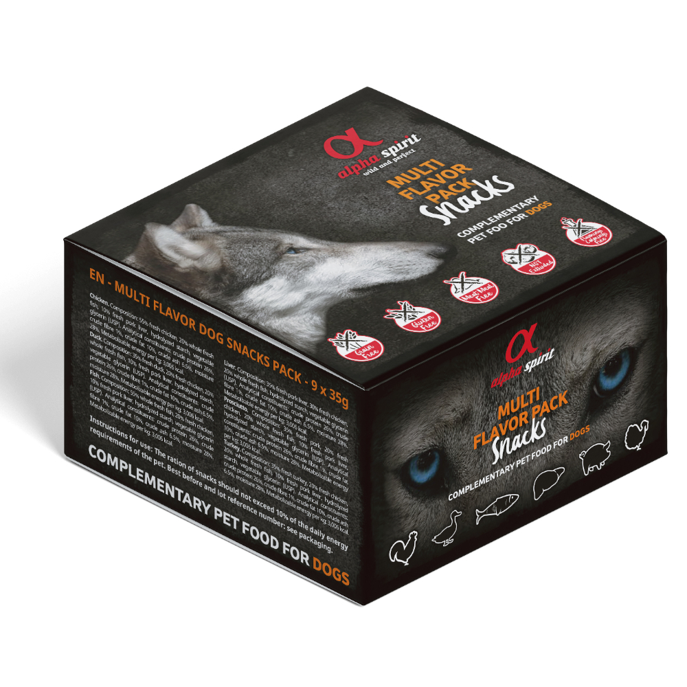 alpha spirit Dog Snacks Mixbox - Mixpaket: 9 x 35 g alpha spirit Dog Snacks Mixbox - Mixpaket: 9 x 35 g von Alpha Spirit