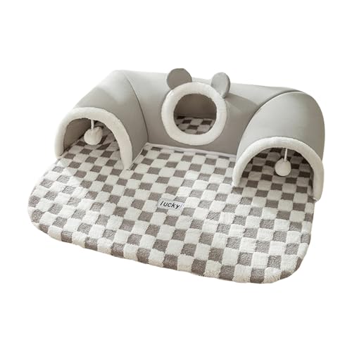 Altsuceser Warmes Haustierhaus Katzentunnelbett Indoor Warm Geweih Katze Peekaboo Höhle Nest Kitty Tube mit Plüsch Ball Spielzeug Abnehmbares Kleintierhaus für Kitty Bunny B XL von Altsuceser