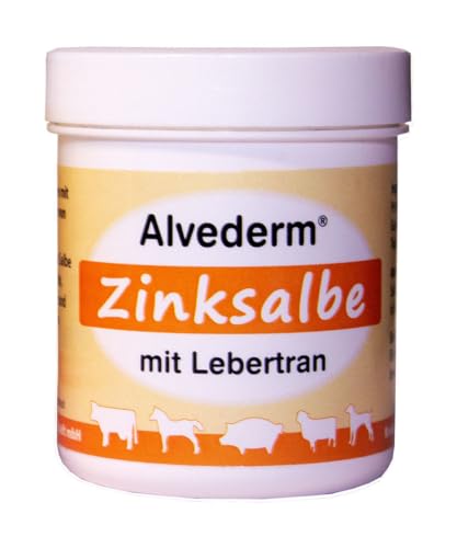 Alvederm Zinksalbe für Tiere | 100 g | Hautschutzsalbe für Tiere | Mit bewährter Kombination von Zinkoxid & Lebertran | Kann zur Pflege strapazierter Haut von Tieren beitragen von Alvederm