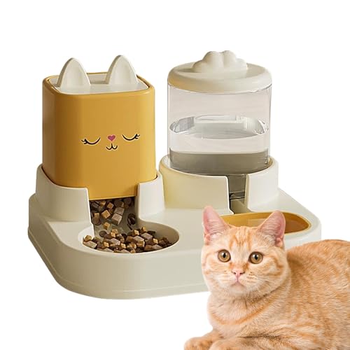 Automatischer Katzenfutterautomat - 2 in 1 Automatischer Wasserspender, Futterbehälter | Automatische Futterstation und Tränke für Hunde, Haustierfutterstation und Futterspender von Alwida