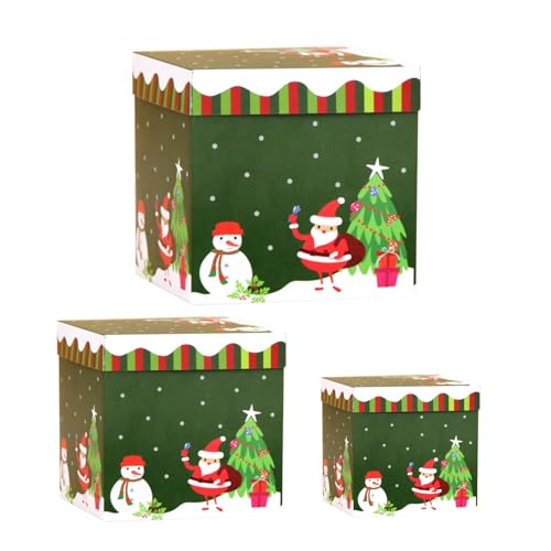 Gestapelte Weihnachtsschachteln – Weihnachts-Nistkästen | Schneemann-Stapelboxen aus Pappe | Weihnachts-Stapelbox-Set, 3 Größen Box-Turm-Dekor mit Schleife für Feiertage, Neujahr von Alwida