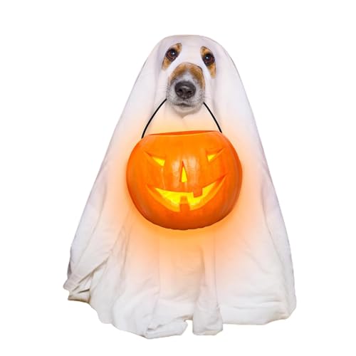 Hunde-Cosplay-Kostüm – Hundegeist-Kostüm | Weißes Hundekostüm Für Halloween | Geister-Cosplay-Haustierumhang | Weißes Atmungsaktives Hundekostüm, Gruselige Haustierkleidung Für Kostümpartys, Foto-Requ von Alwida