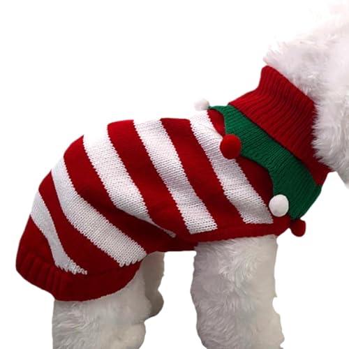 Hundepullover, Hundepullover,Warme Welpen-Strickoutfits - Gestreiftes Hundekostüm, atmungsaktiver Haustier-Pullover, Strickwaren für das Tragen von Haustieren im Weihnachts- und Winterurlaub von Alwida