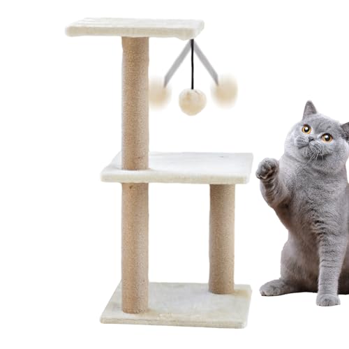 Katzenbaum für Katzen, für den Innenbereich, Fluffy Ball Design, Aktivitätsbaum für Kätzchen mit 3 Ebenen, mehrstufiger Katzenturm von 27,5 Zoll, Kratzspielzeug für Katzen und Turm mit von Alwida