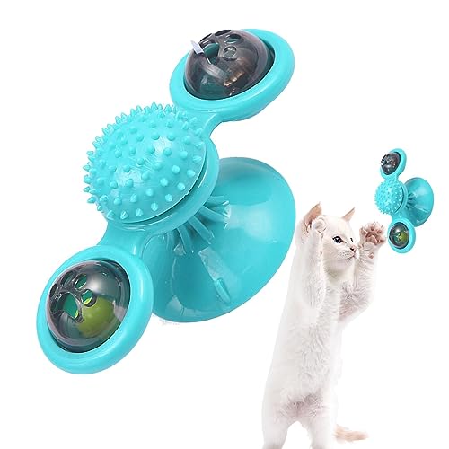 Katzenspielzeug Windmühle Katzenspielzeug ABS Drehteller Katzenspielzeug Wand Kreisel für Katzen mit LED Licht Übung Spielzeug Lustiger Katzenkreisel mit rotierendem Ball, rotierendes Spielzeug für von Alwida