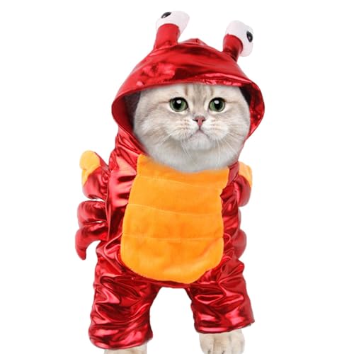 Krabbenhundekostü,Hasloween-Hundekostüme - Haustier-Kleidung, Niedliche Hunde- Und Katzen-Cosplay-Kostüme | Warme Outfits Kleidung Welpe Roter Kapuzenpullover Für Halloween Party Festival Party von Alwida