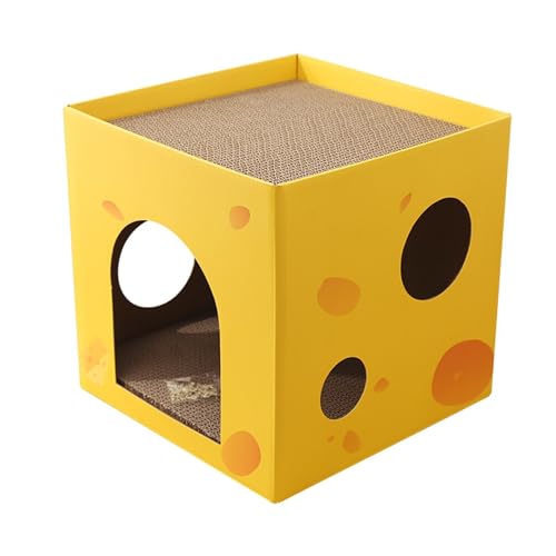 Kratzbox für Katzen, aus gewelltem Karton, faltbar, quadratisch, zum Kratzen von Innen-Katzen, Spielhaus für Katzen, Möbelschutz von Alwida