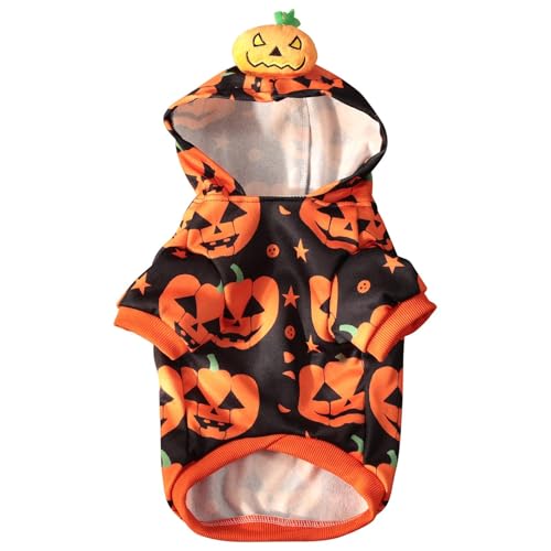 Kürbis-Kostüm für Haustiere, Halloween-Kostüme für Hunde, Kürbis, Hoodie, Halloween, Cosplay, für Haustiere, niedlich, dehnbar, Kleidung von Alwida