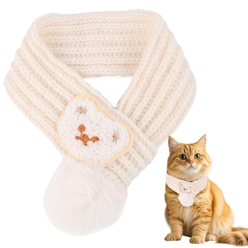 Schal für Katzen,Katzenschal | Verstellbarer, weihnachtlicher Warmer Haustierschal, gestrickter Hundeschal | Niedliches Haustier-Kostüm, Mehrfarbig, Halswärmer, Winter-Haustierhalsband für Haustiere von Alwida