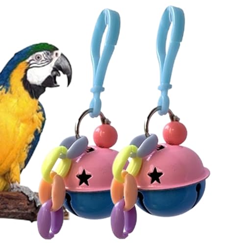 Sittich-Glockenspielzeug, Vogelkäfig-Glockenspielzeug,2 Stück Vogelkäfig-Glockenanhänger - Großes Vogelspielzeug mit Glocke, Vogelkäfig-Zubehör, Baumschmuck, Heimdekoration von Alwida