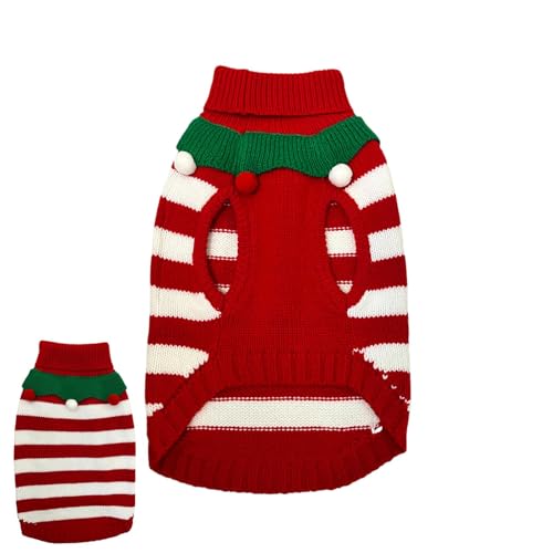 Weihnachtspullover für Hunde, Pullover für Hunde - Warme Winterkleidung für Haustiere - Bequemer gestreifter Haustier-Pullover, Strickwaren, Weihnachts-Hundekostüm, Welpenbekleidung für männliche und von Alwida