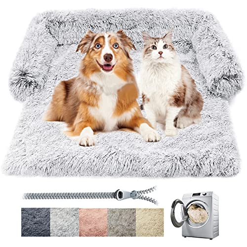 Alywen Hundekissen für Sofa, Hundebett, groß, abnehmbar, für Innenräume, Plüsch, erweiterter Fluffy Memory Foam 7D, weich, für Sofabezüge, Autoabdeckung (M, Hellgrau) von Alywen