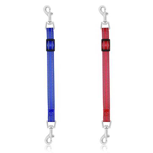 Amabro 2 Stück Reflektierendes Hundehalsband Clips, Nylon Einstellbar Leine Clip,Hunde Sicherheitshalsband Verstellbarer Geschirr Double Ended für Backup Clasp Hund Welpen Haustier Hundewelpen von Amabro