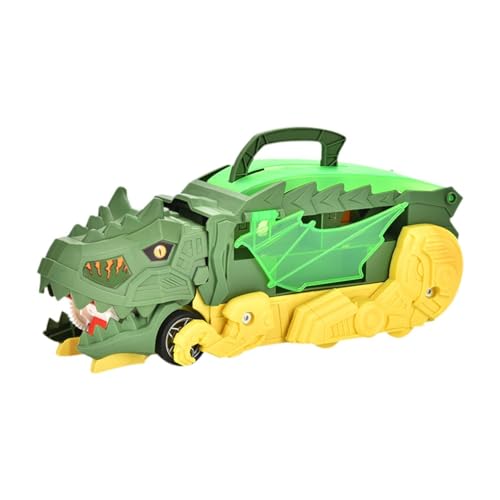 Amagogo Dinosaurier-LKW-Autospielzeug, Dinosaurier-Transportlastwagen-Spielzeug, verstaubare Gleitbahn, pädagogisches Spielzeug für Kinder im Alter von 3–10, Dunkelgrün von Amagogo