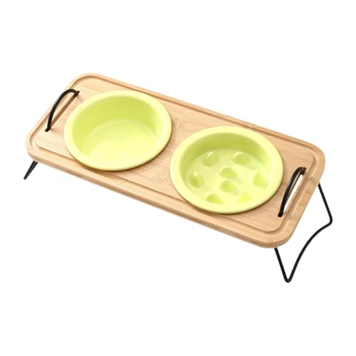 Amagogo Hohes Hundenapf Set, Futter Und Wassernapf mit Holzständer, Leicht zu Reinigen, Slow Food, Katzennapf für Welpen Und Katzen, Gelb Amagogo Hohes Hundenapf Set, Futter Und Wassernapf mit Holzständer, Leicht zu Reinigen, Slow Food, Katzennapf für Welpen Und Katzen, Gelb von Amagogo