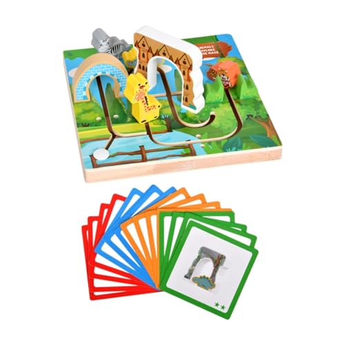 Amagogo Holzpuzzlespielzeug, Lernspielzeug, Brettspiele für Vorschulkinder, Tiere, Labyrinth, Schiebepuzzle, Holzperlen-Labyrinth-Spielzeug für Jungen, von Amagogo