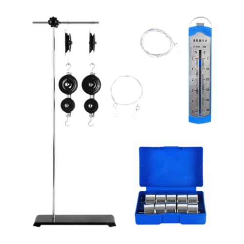 Amagogo Physik-Flaschenzug-Set, verdickter Basis-Flaschenzug-Set mit Flaschenzug-Halterung, pädagogisches wissenschaftliches Experiment, Kraftmesser, von Amagogo